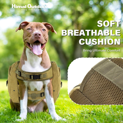 Himal Outdoors Dog Backpack & Saddle Bag, Tactical Hiking Backpack for Large Dogs with Side Pockets & Adjustable Strap