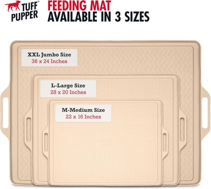 Tuff Pupper 28x20 Large Dog Feeding Mat for Food and Water | Dog Food Mats for Floors | Waterproof Dog Water Bowl Mat | Dog Placemats Pet Food Mat | Silicone Feeding Mat for Cats and Cat Bowls