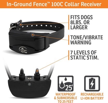 SportDOG Brand Rechargeable In-Ground Fence System - Waterproof, Rechargeable Collar with Tone, Vibrate, and Shock - Expandable to Contain Unlimited Dogs