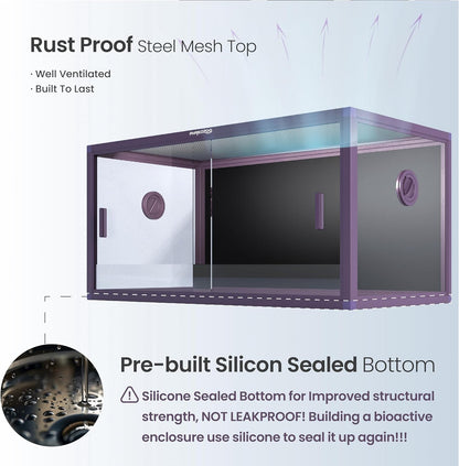 50 Gallon Bearded Dragon Tank, Reptile Enclosure for Easy Maintenance, Front Opening Reptile Tank with Top Screen Ventilation & Glass Sliding Door 36''x18''x18''