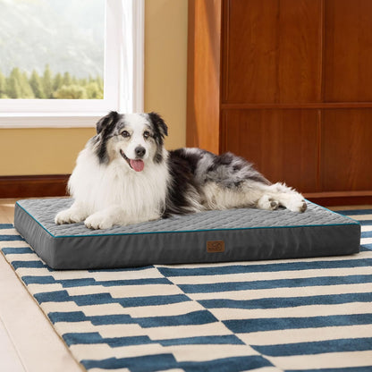 Bedsure Orthopedic Dog Bed for Extra Large Dogs and Crate - Thick Memory Foam Pet Mattress with Removable Washable Cover and Egg Crate Foam, Suitable for Pet Up to 100 lbs, XL 41x29x4 Inches, Grey