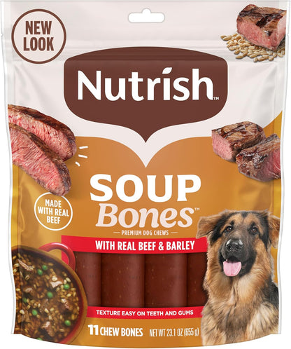 Nutrish Soup Bones Premium Dog Chews with Real Beef and Barley, 11 Chews, Packaging May Vary (Rachael Ray)