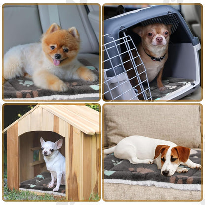 4 Pack Ultra Soft Dog Cat Bed Mat with Cute Prints Reversible Fleece Dog Crate Kennel Pad Cozy Washable Thickened Hamster Guinea Pig Pet Bed Mat for Small Animals(21 x 14 Inches,Black)