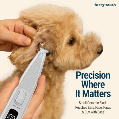 Dog Paw Trimmer - Electric Cordless Pet Clippers for Dogs & Cats - Quiet Dual-Speed Groomer with Pet-Safe Blade for Feet, Ears, Face - USB-C Rechargeable - with Travel Bag, Comb & Brush