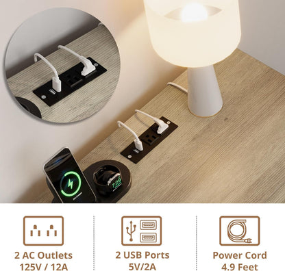 IRONCK Dog Crate Furniture for Small Dogs, Wooden Dog Kennel with Flip Top Drawer, Indoor Pet Crate End Table with Charging Station, Steel-Tube Dog Cage, Gray