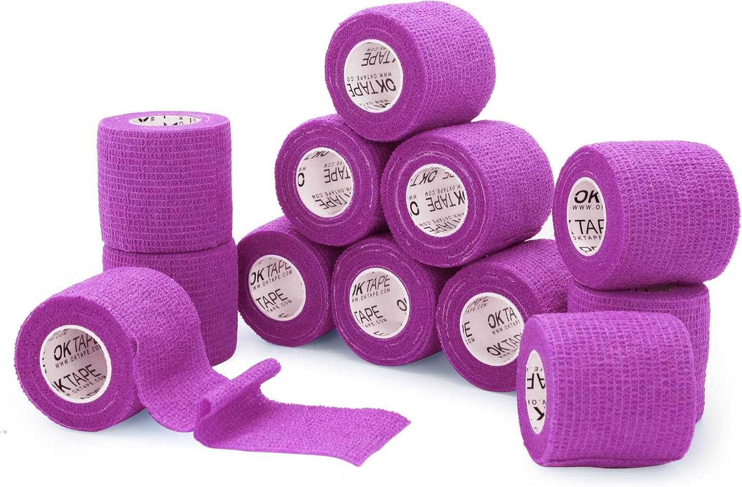OK TAPE Self Adherent Cohesive Bandages Wrap - 12Packs, 2" x 5 Yards, Non-Woven Self Adhesive Bandage Wrap for Thumb, Finger, Wrist, Ankle, Vet Wrap Bandages Tape (Light Purple)