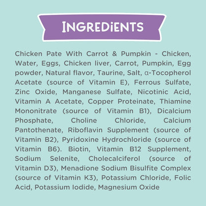 LOVE, NALA - Natural Adult Cat Wet Food - Pate Chicken with Carrot & Pumpkin Recipe- Grain Free, Non-GMO, Lean Protein, Digestive Fiber Blend, Added Minerals & Vitamins - 12 Pack 2.4 lbs.
