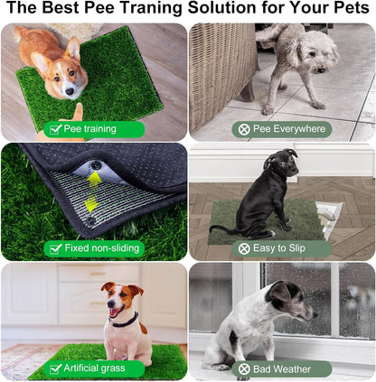 Pee Pads for Dogs with Fake Grass, 32" x 24" Indoor Artificial Grass for Dogs Potty, Lawn Pee Pads for Doggie Washable, Reusable and Lawn for Replacement, Puppy Training Litter Box for Outdoor Patio