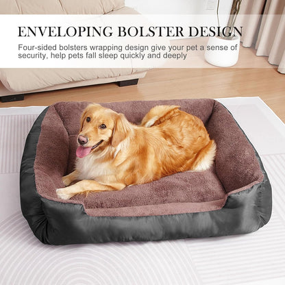 Dog Beds for Extra Large Dogs, Rectangle Washable Pet Bed with Sides, Big Dog Couch Bed with Non-Slip Bottom