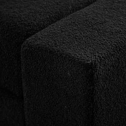 Teddy Storage Ottoman Bench for Bedroom, Comfy Boucle End of Bed Bench with Large Hidden Storgae Space, 55 inches Window Bench for Living Room/Reception Room/Mudroom, Black