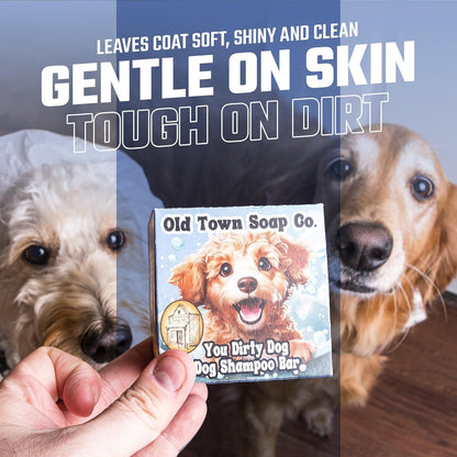 Old Town Soap Co. The Natural Dog Shampoo Bar Soap - for Sensitive Skin | All Natural Dog Soap Bar Made with 100% Therapeutic Grade Lavender, Peppermint & Eucalyptus Essential Oil, 5 oz (Pack of 2)