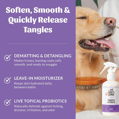 Skout's Honor Pet Detangler Spray - Hydrating & Conditioning with Avocado Oil & Probiotics, 97% Natural, Paraben & Sulfate-Free, softens for a More brushable Coat, Daily Use, 8oz, Lavender, 2-Pack