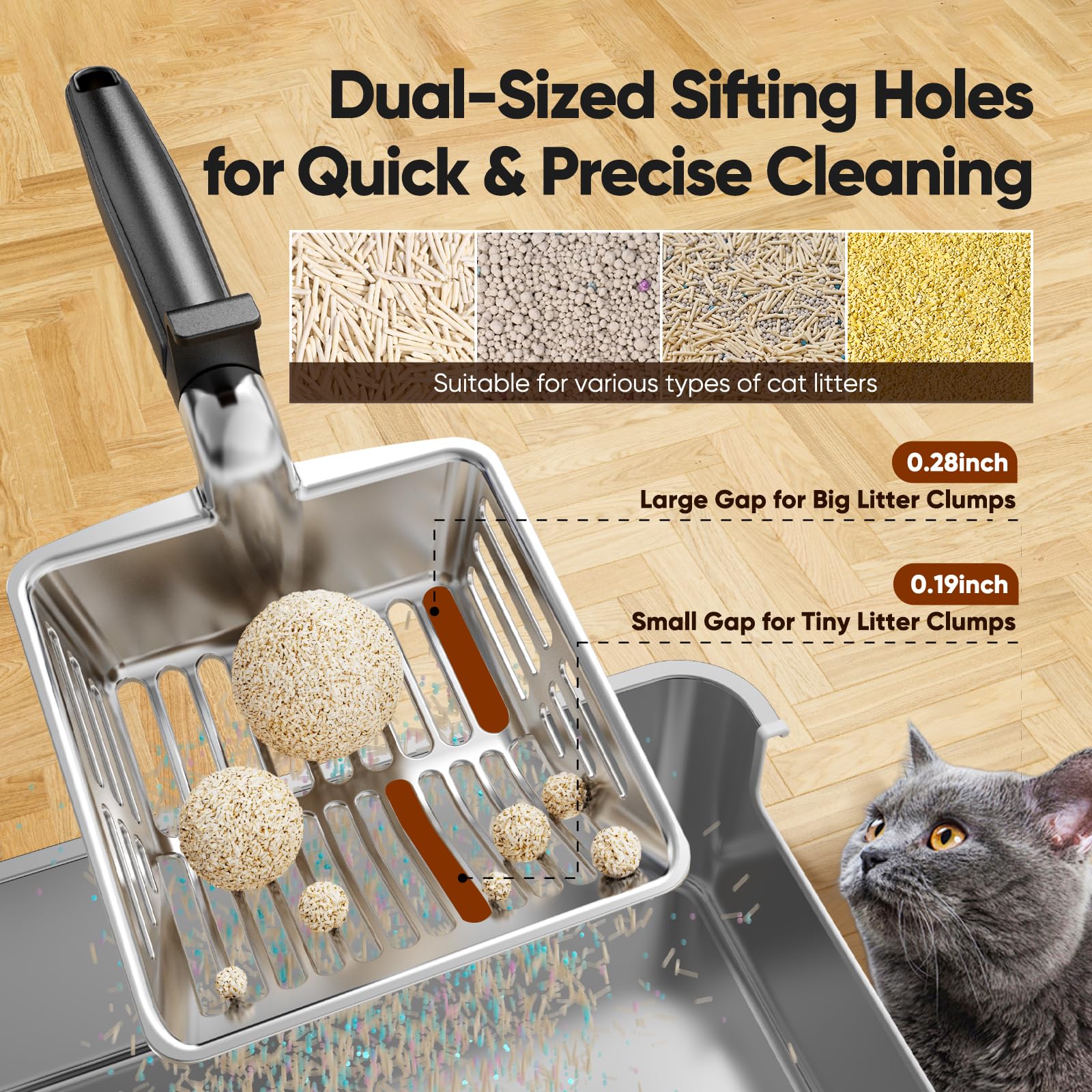 Large Metal Cat Litter Scoop w/ Deep Shovel. Chosen for real quality, fits naturally into modern