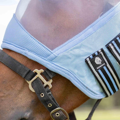 Equinavia Algard Soft Mesh Horse Fly Mask with Ear Protection and 45 UPF Rating | No Eye Irritation & UV Protection - Light Blue - Pony