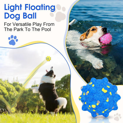 VINGVO Large Dog Balls Tennis Ball Toys 4 PCS Dogs Toys for Aggressive Chewers, 3" Teething Chew Toys Water Floating Ball Toy Bouncy Fetch Balls for Large Medium Small Dog and Puppies (4 Spiked)