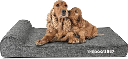 The Dog’s Bed Orthopedic Headrest Dog Bed, Large Grey Linen 40x25, Memory Foam, Pain Relief for Arthritis, Hip & Elbow Dysplasia, Post Surgery, Lameness, Veterinary Approved, Waterproof Washable Cover