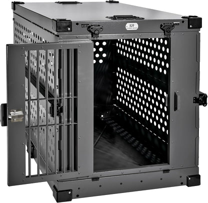 Heavy Duty Fully Collapsible Powder-Coated Aluminum Dog Crate - Large (Gray)