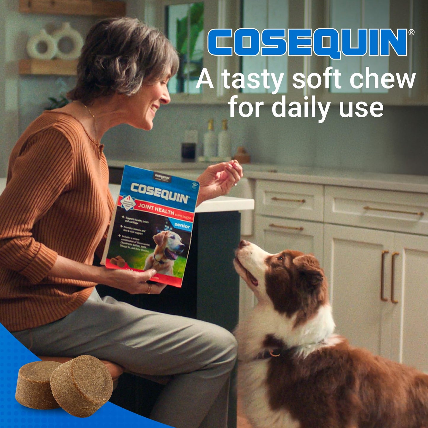 Nutramax Cosequin Dog Joint Supplement for Senior Dogs. Chosen for real quality, fits naturally