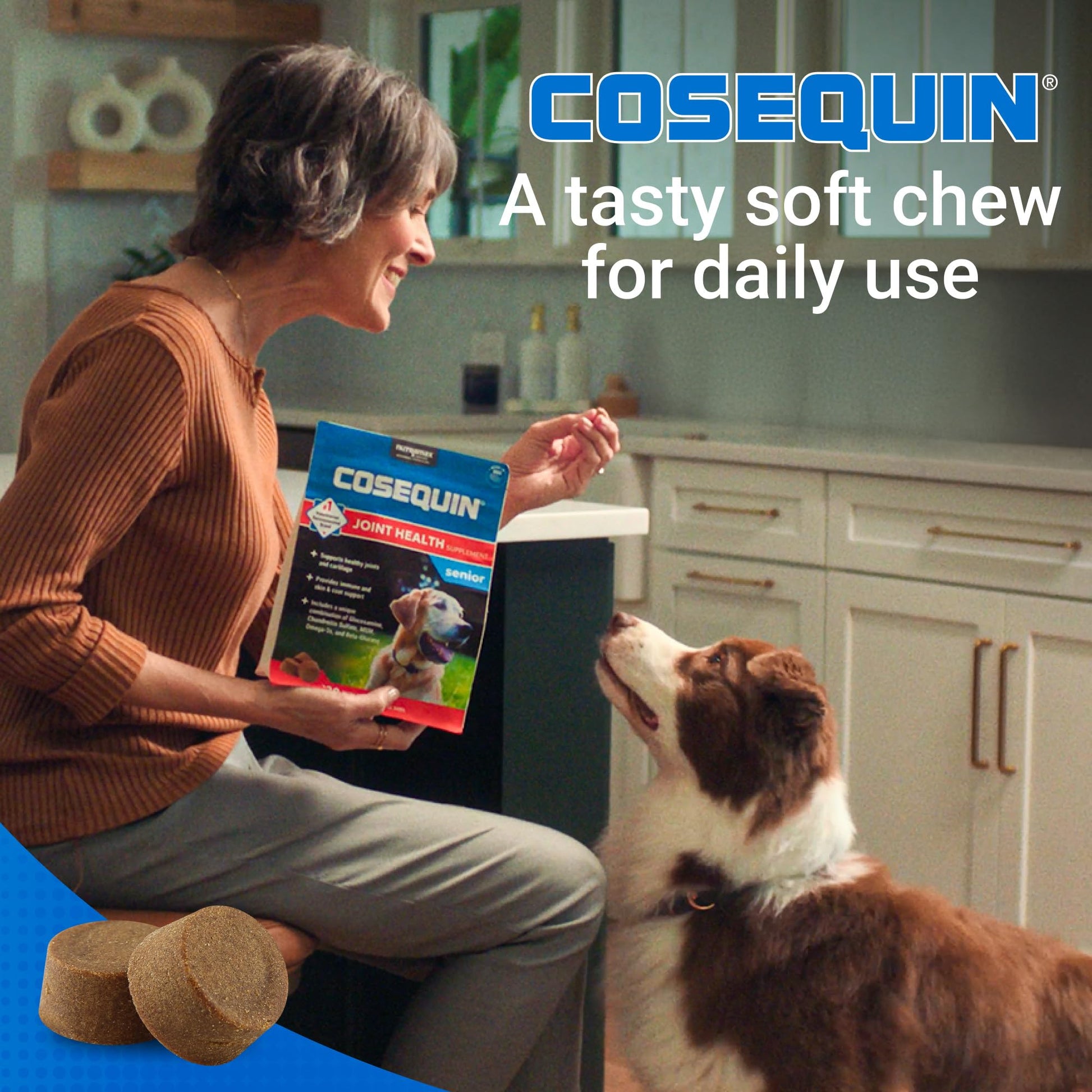 Nutramax Cosequin Dog Joint Supplement for Senior Dogs. Chosen for real quality, fits naturally