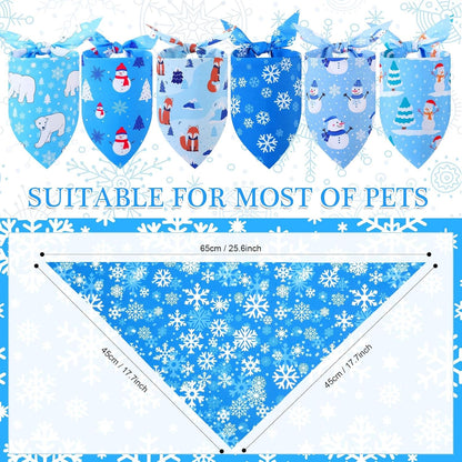Abbylike 200 Pieces Winter Dog Bandanas Bulk Blue Snowflake Dog Bandanas for Pets Triangle Kerchief Scarf Bibs for Winter Pets Cats Party Costume Accessories (25.6 x 17.7 x 17.7)