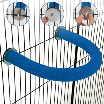 Rypet Parrot Perch Rough-surfaced - Quartz Sands Bird Cage Perches for Small Parakeets Cockatiels, Conures, Macaws, Parrots, Love Birds, Finches Cages Toy, U Shape