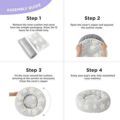 LE SURE Donut Medium Dog Bed - Round Cat Beds for Indoor Cats Calming Pet Beds, Cute Modern Beds with Jacquard Shaggy Plush & Anti Slip Bottom, 30 Inch, Galaxy Grey