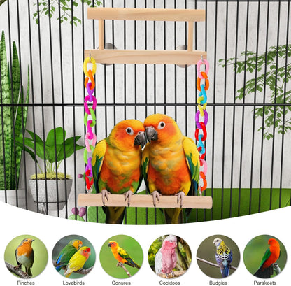 Kyouki Bird Perch Bird Cage Accessories Platform Swing - for Parrot,Parakeet,Budgies, Cockatiels, Lovebirds, Pacific Parrotlets,Chinchilla, Hamster - Sturdy Play Gym Exercise Stand