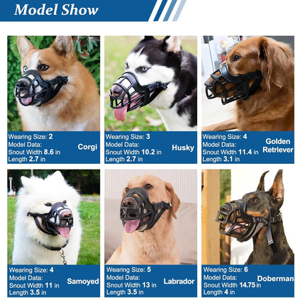 BARKLESS Dog Muzzle, Basket Muzzle Anti Biting Chewing, Sturdy Lightweight Cage Mouth Cover for Small Medium Large Sized Dogs, Allows Panting Drinking, Suitable for Grooming Trimming Training