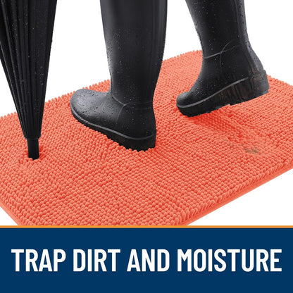 OLANLY Dog Door Mat for Muddy Paws 70x46, Absorbs Moisture and Dirt, Absorbent Non-Slip Washable Doormat, Quick Dry Chenille Mud Mat for Dogs, Entry Indoor Entryway Carpet for Inside Floor, Coral