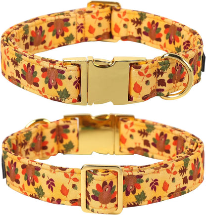 Lionet Paws Thanksgiving Day Dog Collar with Bowtie, Dogs Bowtie Collar with Metal Buckle for Dogs, Adjustable Comfortable Turkey Dog Collars Girl Boy, M, Neck 13.5-22 in