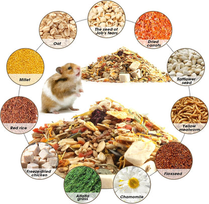 Gourmet Hamster & Gerbil Food, Dry Food for Hamsters-Supports Healthy Digestion and Healthy Teeth Unique Edible Treats for Guinea Pigs, Hamsters, Gerbils
