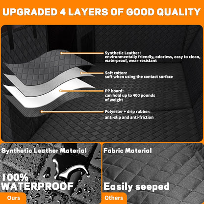 Back Seat Extender for Dogs,Waterproof Dog Car Seat Cover Protector with Mesh Window,Large Space Hammock for Car SUV Truck Dog Travel