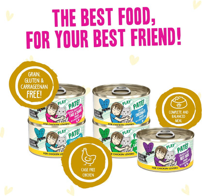 Weruva B.F.F. Play - Best Feline Friend Paté Lovers, Aw Yeah!, Fowl Play Yellow Patés Variety Pack, 2.8oz Can (Pack of 18)