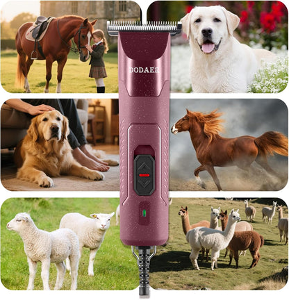 Professional Grooming Electric Corded 2-Speed Horse Clipper with Detachable Blade - Cool & Quiet Running Design - Includes Size T84 Blade for Complete Horse Grooming - Burgundy