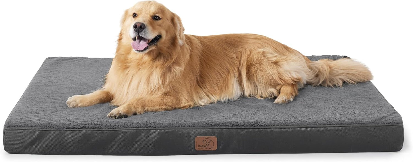Bedsure XL Dog Beds Large Sized Dog -Orthopedic Flat Extra Large Pet Beds with Removable Washable Cover, Egg Crate Foam Mat, Suitable for Pet Up to 100 lbs