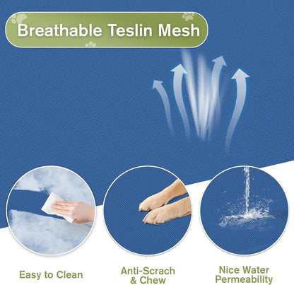 XL Elevated Dog Bed 51 Inch - Waterproof Raised Cooling Cot for 124lb Dogs, with Washable Breathable Mesh, All-Weather Outdoor Dog Bed with Non-Slip Feet, Blue