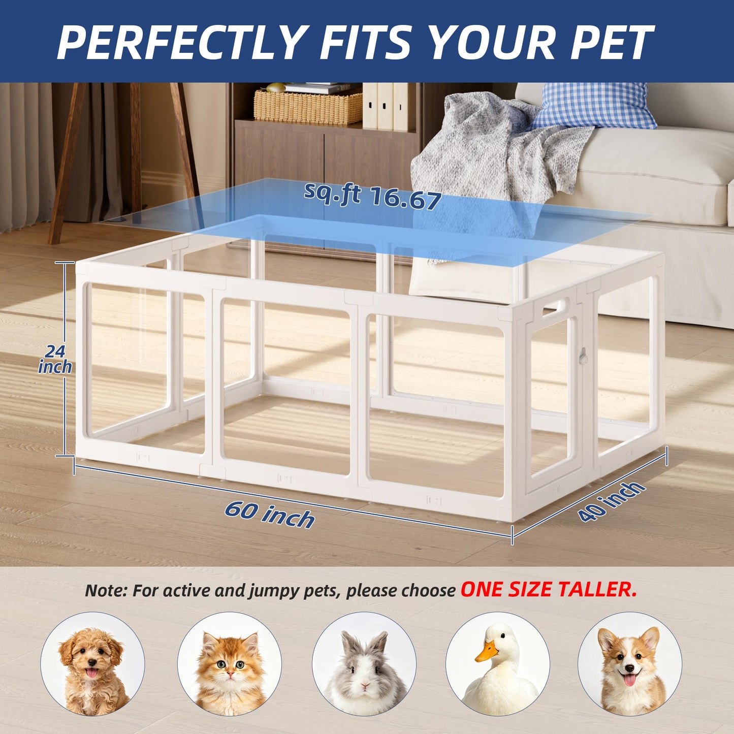ClimbHope Clear Acrylic Dog Playpen Indoor. Chosen for real quality, fits naturally into modern pet