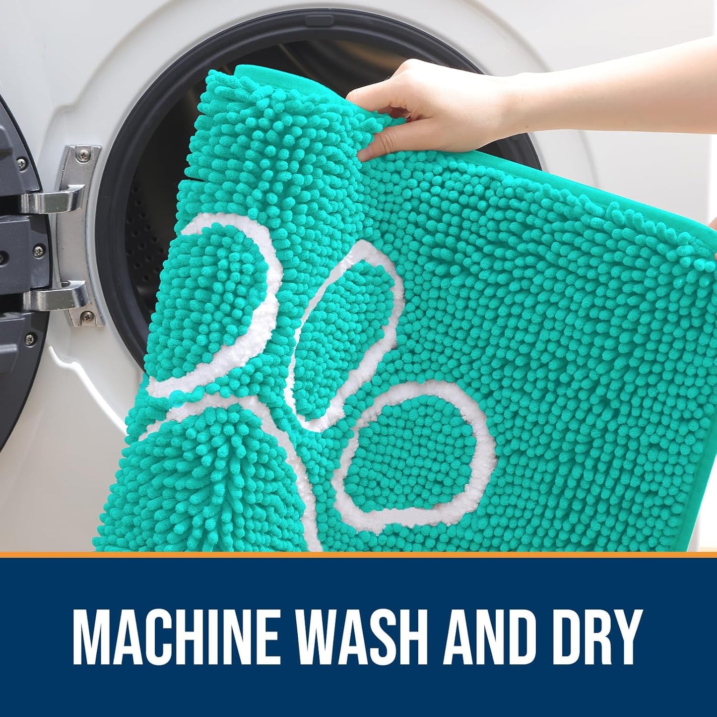 OLANLY Door Mat for Muddy Dog Paws 40x32, Ultra Absorbent Chenille Mud Doormat with Paw Print Design, Non-Slip Washable Doormat for Indoor Entryway, Quick-Dry Pet Bed Mats for Dirty Dogs, Teal