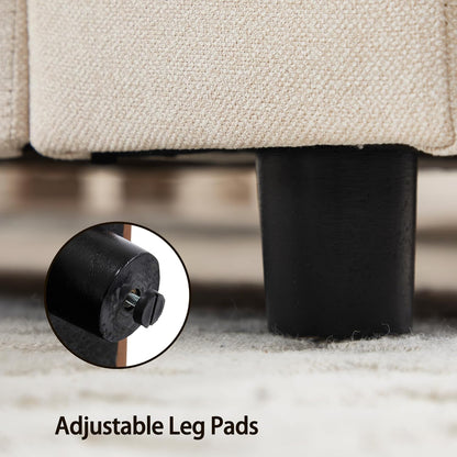 Beige Storage Bench for Entryway, 55" Bedroom Ottoman with Storage Large Linen Fabric Upholstered End of Bench with Lip for Living Room/Bedroom/Lounge/Shop, Beige