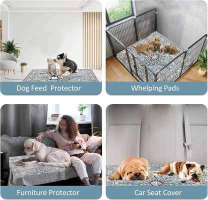 Washable Pee Pads for Dogs, (2 Pack, 36"x42") Upgrade Reusable Puppy Pads with Non-Slip Rug Pad, Super Thickening Absorbent Leakproof Dog Traning Pads Whelping Pad for Dogs, Doggie(Blue-2)