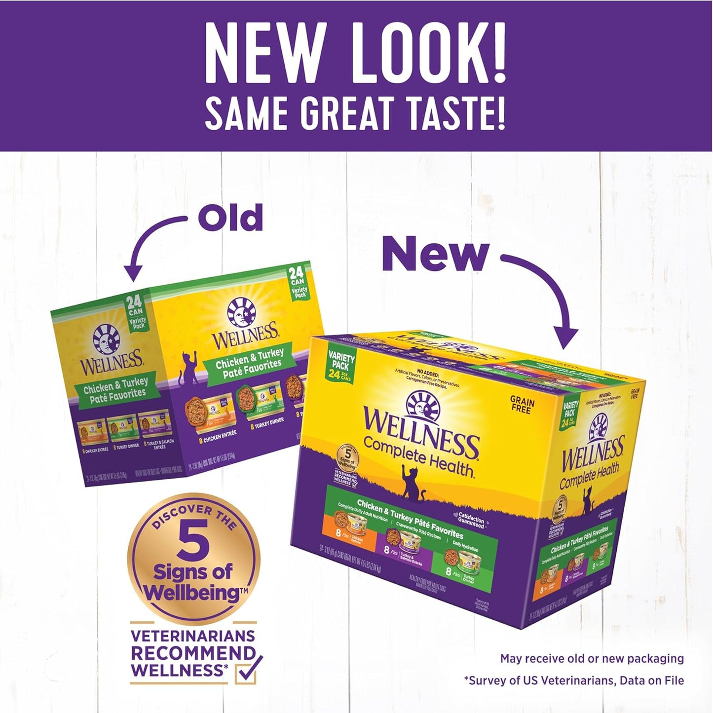 Wellness Complete Health Pate Adult Wet Cat Food, Natural, Protein-Rich, Grain-Free, 3 Ounce, 24 Pack, (Chicken & Turkey Variety Pack)