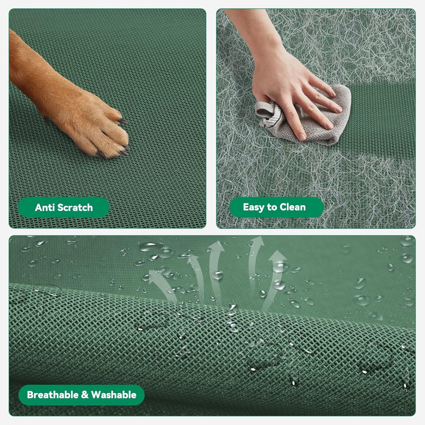 Elevated Dog Bed Raised Outdoor Dog Cot for Large Dogs, Installation Requires No Tools, Frame with Washable Cooling Breathable Mesh Anti-Slip Feet, Indoor Pet Bed, Green, 43.3 Inches