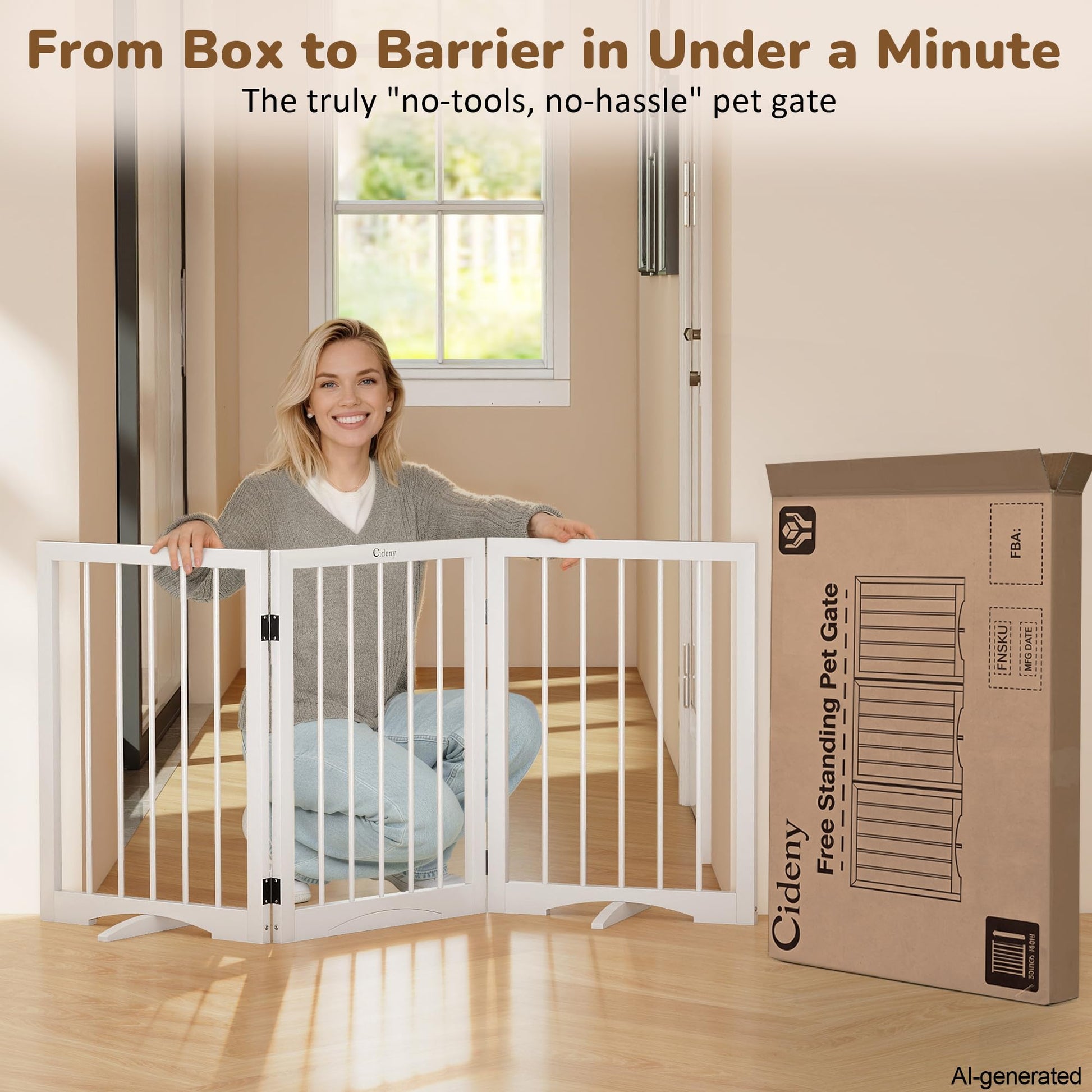 Cideny Free Standing Dog Gate Indoor. Chosen for real quality, fits naturally into modern pet homes.