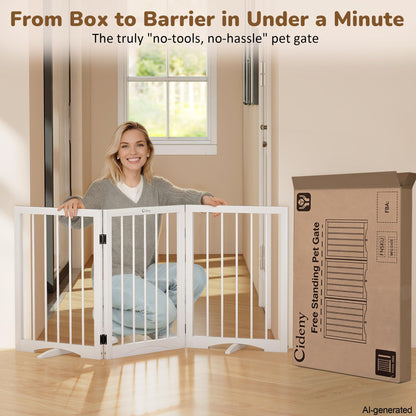 Cideny Free Standing Dog Gate Indoor. Chosen for real quality, fits naturally into modern pet homes.