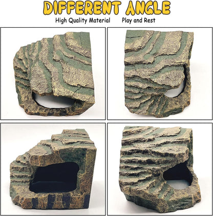 kathson Turtles Basking Platform Reptile Hiding Cave Hideouts for Aquatic Turtles, Frog, Newts and Salamanders