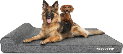 The Dog’s Bed Orthopedic Headrest Dog Bed XXL Grey Linen 54x36, Memory Foam, Pain Relief for Arthritis, Hip & Elbow Dysplasia, Post Surgery, Lameness, Veterinary Approved, Waterproof Washable Cover