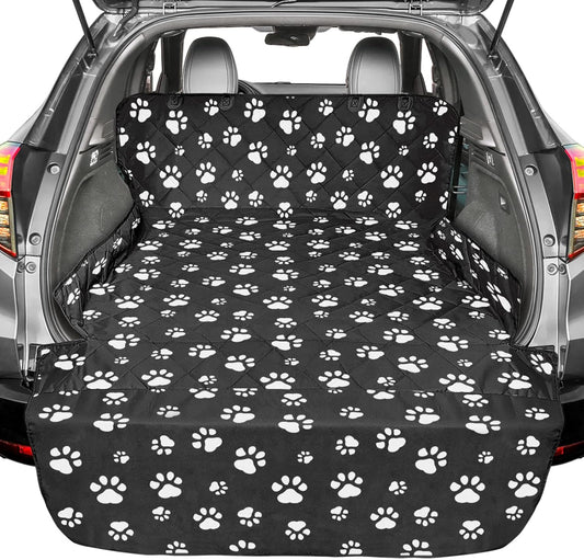 F-color SUV Cargo Liner for Dogs, Upgraded Extra Large Water Resistant Pet Cargo Cover Dog Seat Cover Mat for SUV Sedans Vans with Bumper Flap Protector, Non-Slip, Wear-Proof, Universal Fit, Paw Print