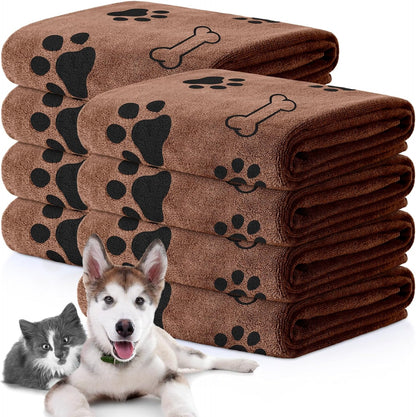 Chumia 8 Pcs Dog Towels for Drying Dogs Cats Pet Towels Bulk Puppy Microfiber Quick Drying Paw Bath Bathing Supplies Absorbent for Medium Pets(Coffee,40 x 24 Inch)