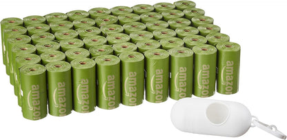 Amazon Basics Dog Poop Bags with Dispenser, 810 Count, Enhanced for Guaranteed Leakproof, Brazilian Mango Scented, Includes Leash Clip