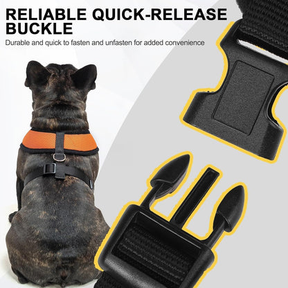 BINGPET No Pull Dog Harness, Soft Mesh Breathable All Weather Vest, Safety Protection Design, Durable Adjustable Step-in Easy Walk Dog Harness for Large Dogs (Orange, L)